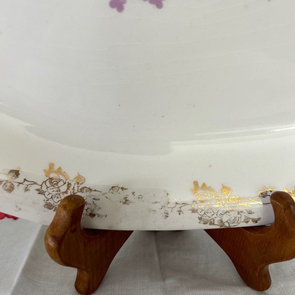 Vtg Homer Laughlin Republic Rose Oval platter Gold gilded 1926 Grandmillennial - Picture 3 of 7